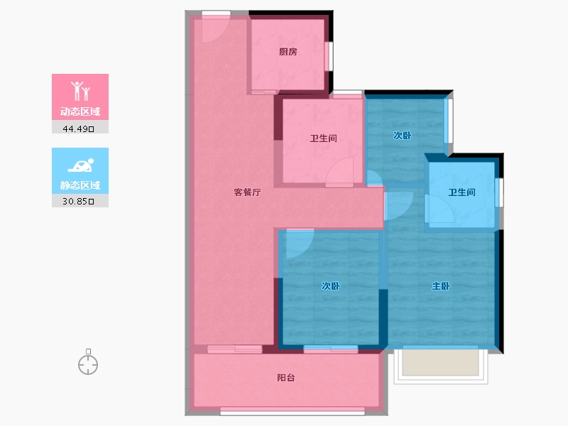 广东省-惠州市-碧桂园伴山云境花园-66.21-户型库-动静分区