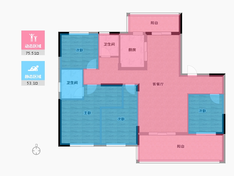 湖北省-黄冈市-城投玲珑家园-115.87-户型库-动静分区