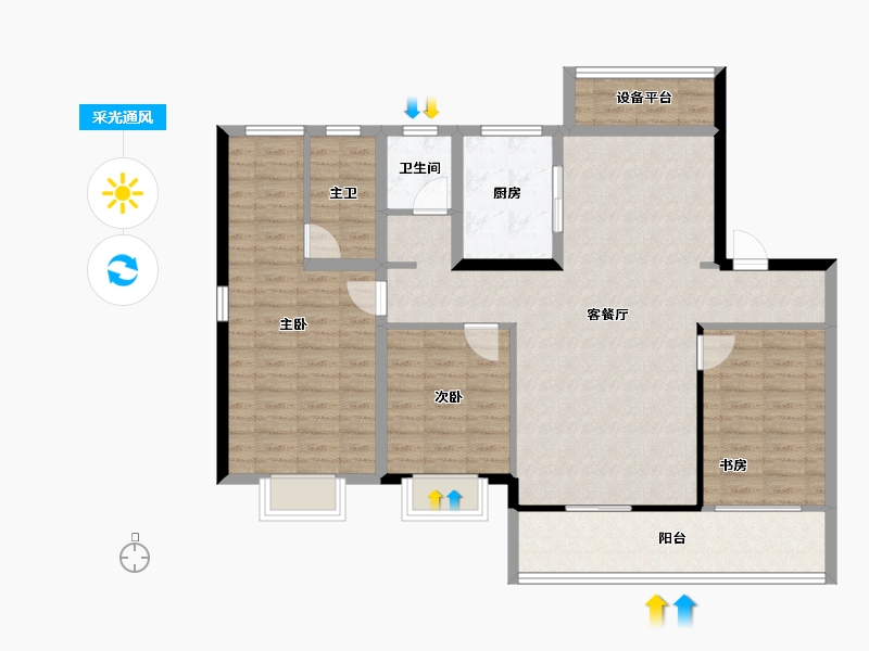 山东省-泰安市-安居·西湖春晓-111.20-户型库-采光通风