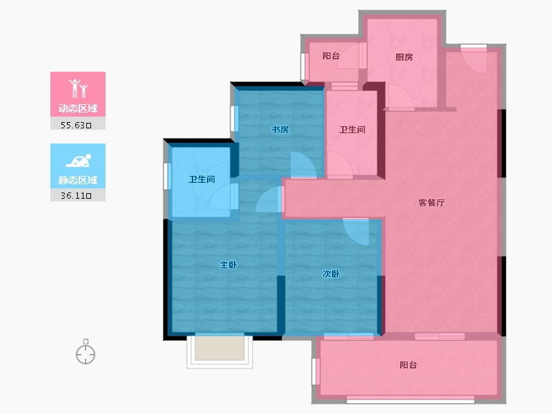 四川省-成都市-旭辉天樾花园-83.00-户型库-动静分区