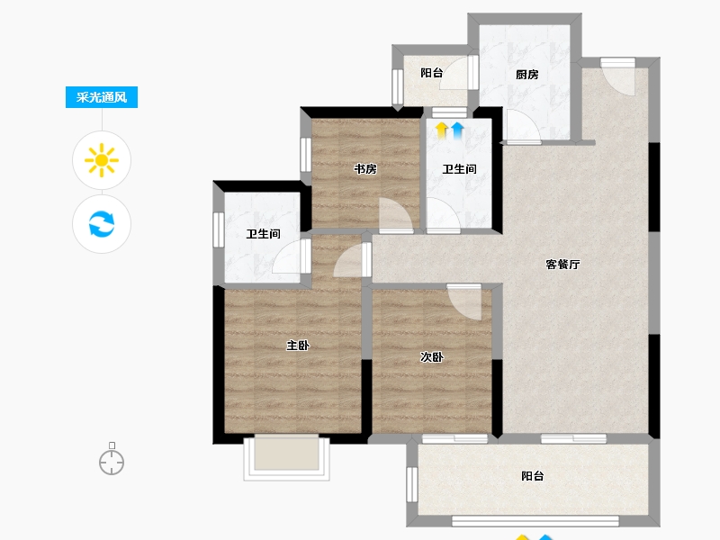 四川省-成都市-旭辉天樾花园-83.00-户型库-采光通风