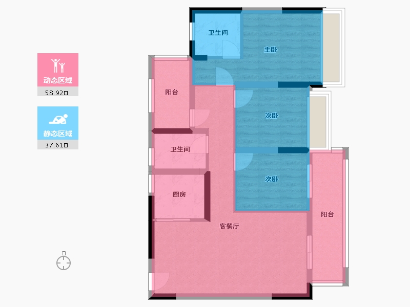 广东省-惠州市-铂钻花园-89.00-户型库-动静分区