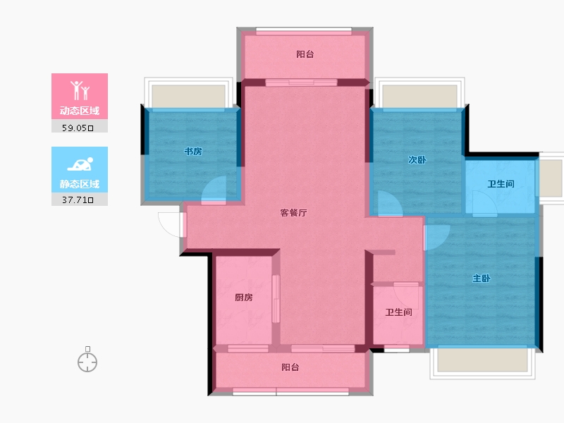 广东省-惠州市-东亚俪景轩-85.82-户型库-动静分区