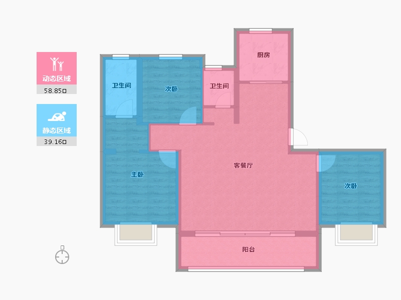 河北省-石家庄市-荣鼎·奥莱I天泰公元-88.10-户型库-动静分区