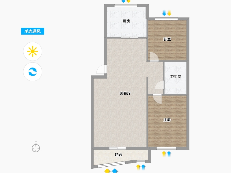 山东省-青岛市-唐岛湾(A小区)-102.00-户型库-采光通风