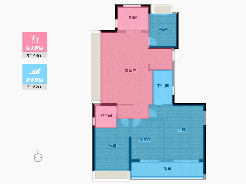 浙江省-杭州市-潮听映月府-111.20-户型库-动静分区