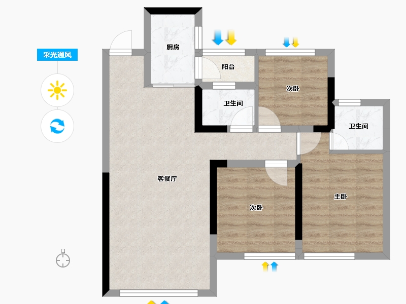 四川省-眉山市-玫瑰佳恒一品-66.23-户型库-采光通风