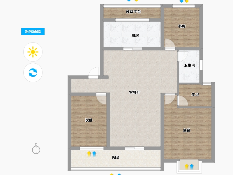 山东省-泰安市-安居·西湖春晓-106.41-户型库-采光通风