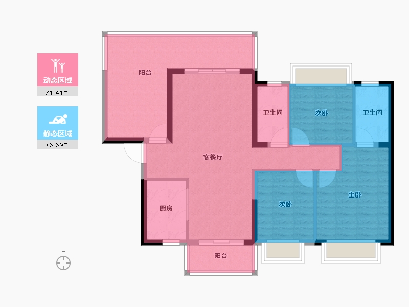 广东省-揭阳市-龙光御锦阳光花园-97.41-户型库-动静分区