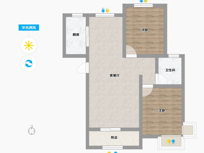 河北省-石家庄市-雅郡小区-60.48-户型库-采光通风