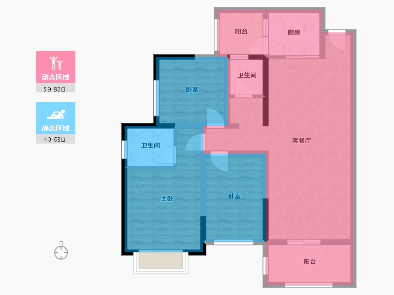 云南省-玉溪市-元江悦府-88.69-户型库-动静分区