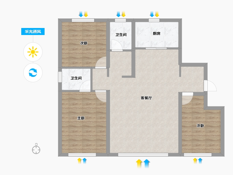 河北省-石家庄市-保利·锦上-86.18-户型库-采光通风