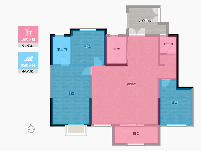 云南省-玉溪市-元江悦府-104.95-户型库-动静分区