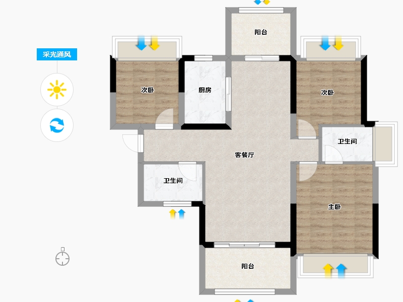 广东省-惠州市-东亚俪景轩-87.08-户型库-采光通风