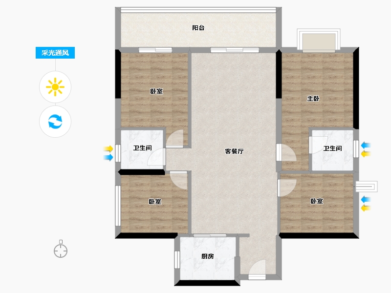 广东省-东莞市-碧桂园·瑜璟臺-101.60-户型库-采光通风