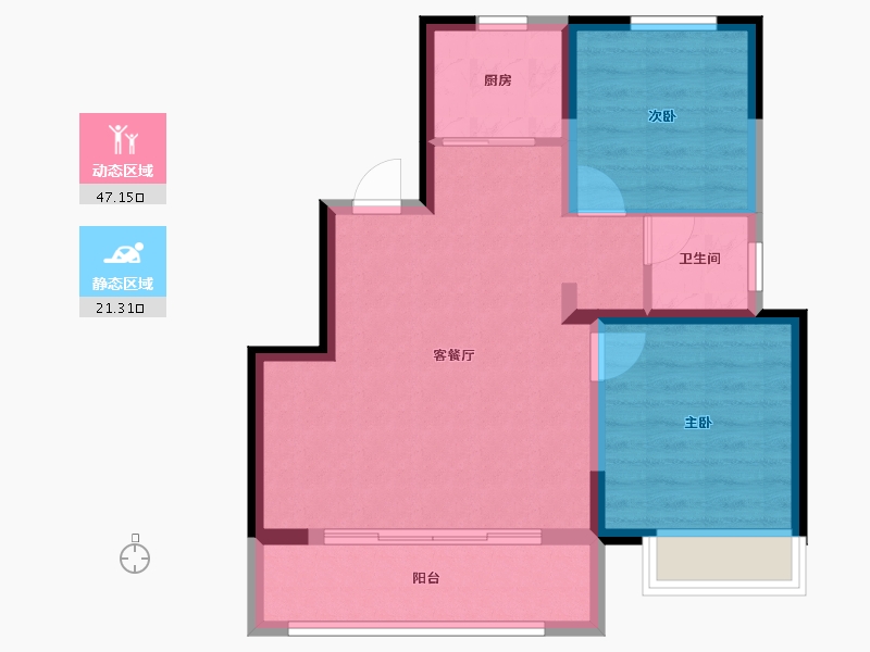 河北省-石家庄市-荣鼎·奥莱I天泰公元-61.20-户型库-动静分区