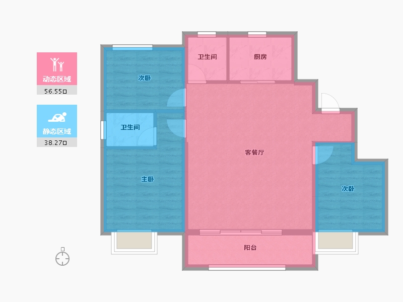 河北省-石家庄市-荣鼎·奥莱I天泰公元-85.89-户型库-动静分区