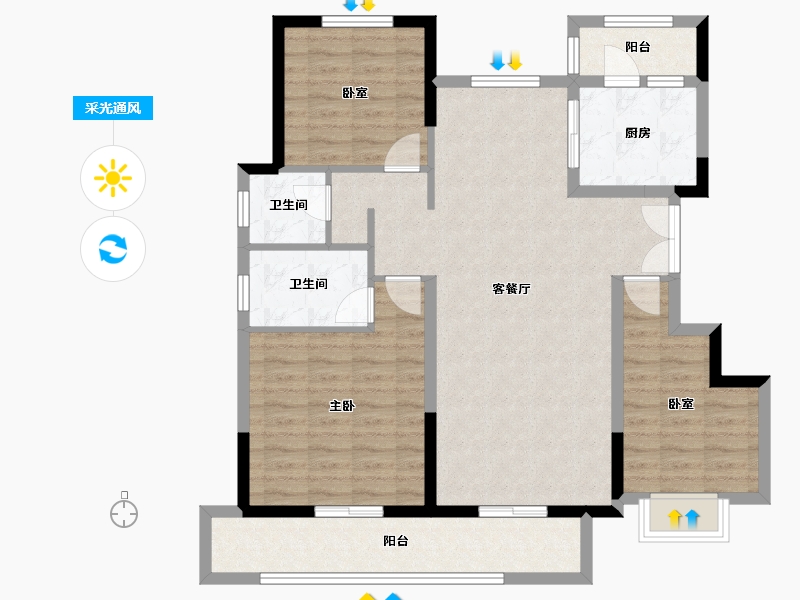 河南省-濮阳市-冶都·玖號院（一期）-103.12-户型库-采光通风