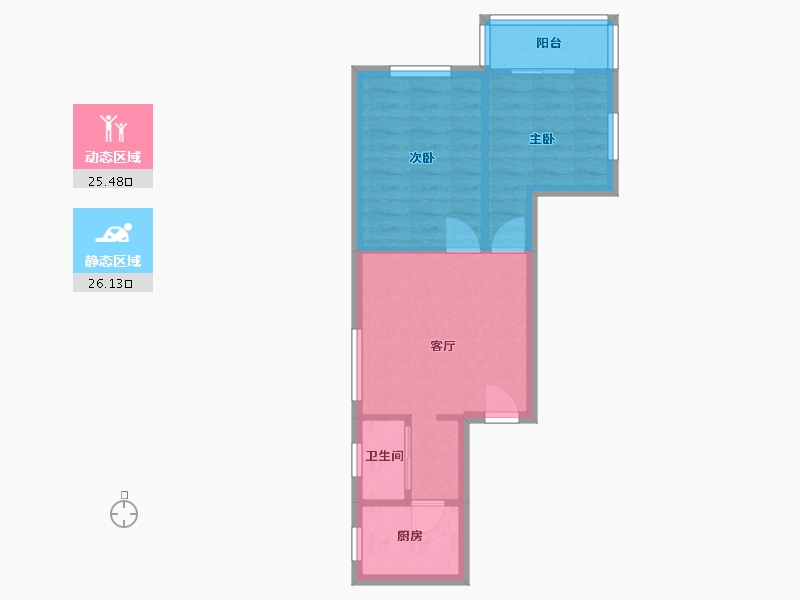 北京-北京市-新华街七里住宅小区-52.70-户型库-动静分区