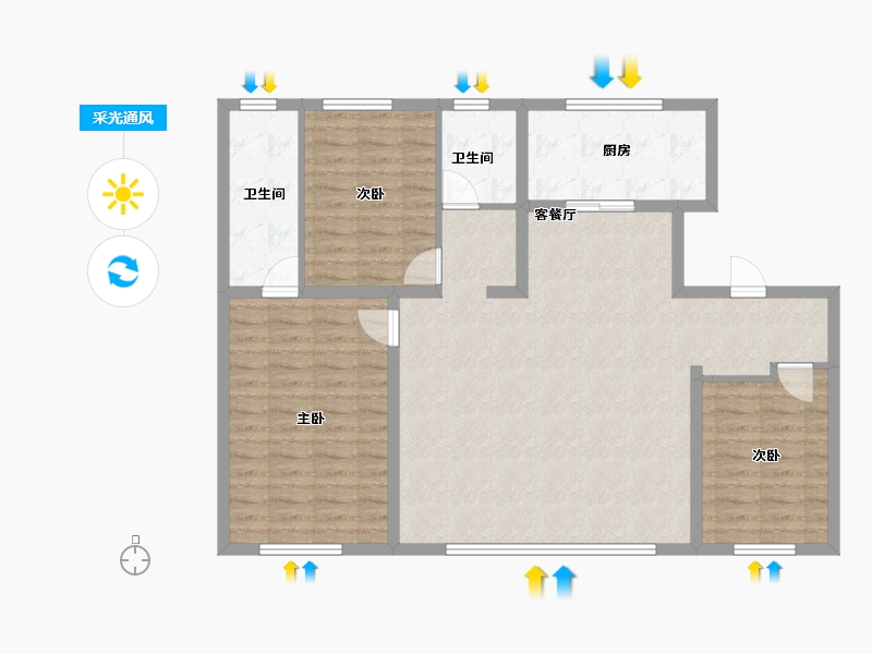 河北省-石家庄市-保利·锦上-105.60-户型库-采光通风