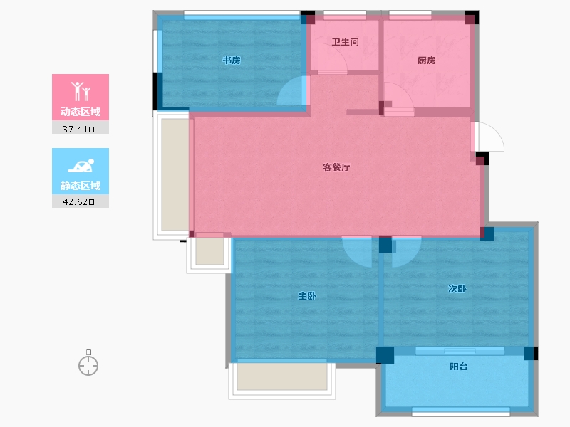 浙江省-杭州市-颐和山庄-71.61-户型库-动静分区