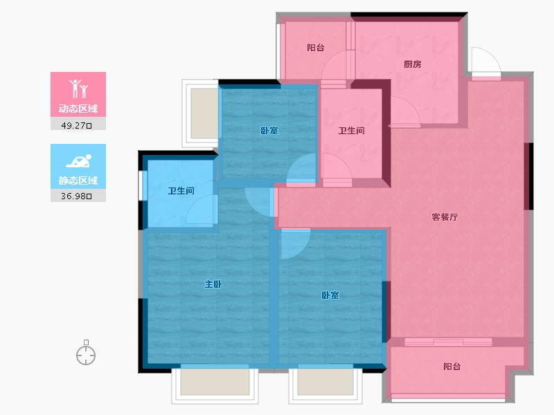 重庆-重庆市-新城光屿-75.98-户型库-动静分区