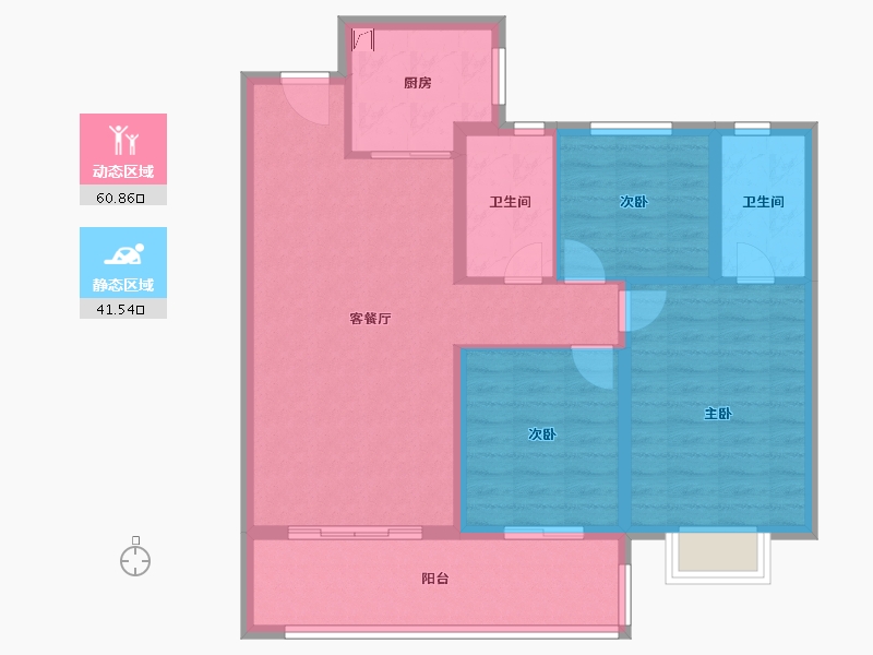 陕西省-西安市-龙湖景粼玖序-91.99-户型库-动静分区