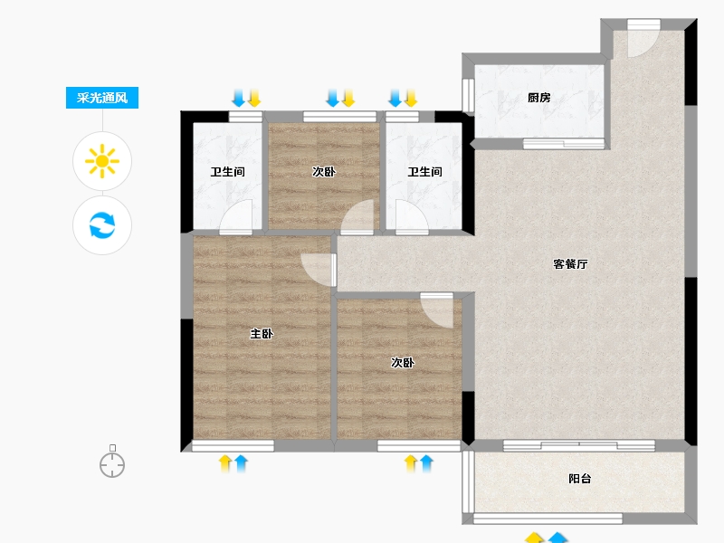 福建省-福州市-中海晋安湖叁号院-80.00-户型库-采光通风