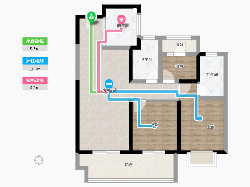 河南省-郑州市-郑州洺悦融园-79.21-户型库-动静线