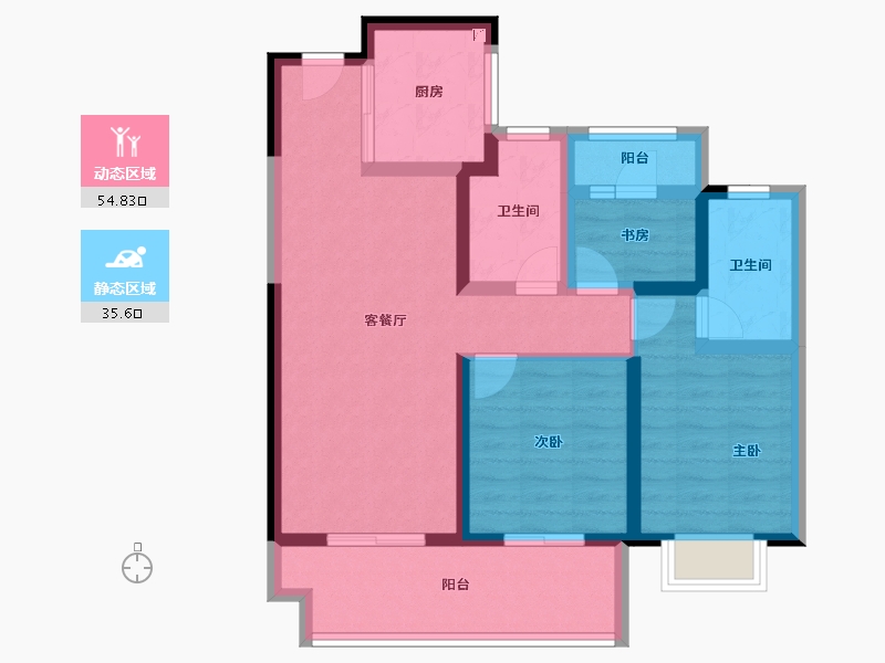 河南省-郑州市-郑州洺悦融园-79.21-户型库-动静分区