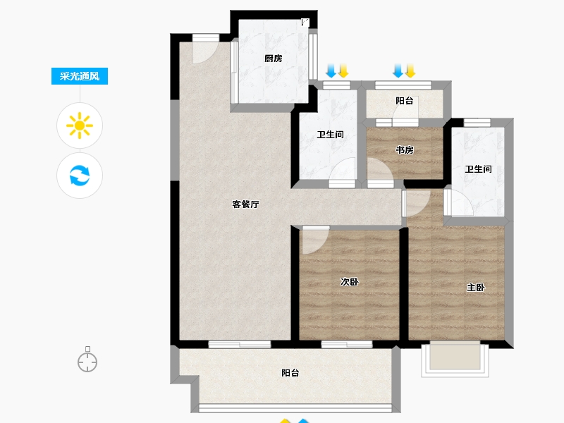 河南省-郑州市-郑州洺悦融园-79.21-户型库-采光通风