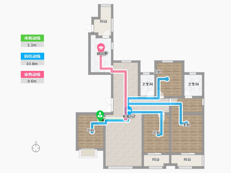 河北省-石家庄市-雅郡小区-126.36-户型库-动静线