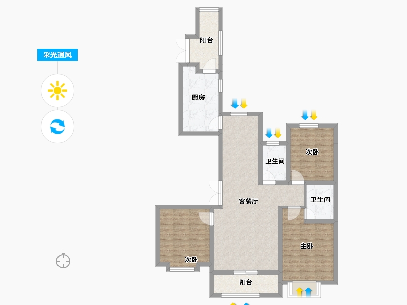 河北省-石家庄市-雅郡小区-89.67-户型库-采光通风