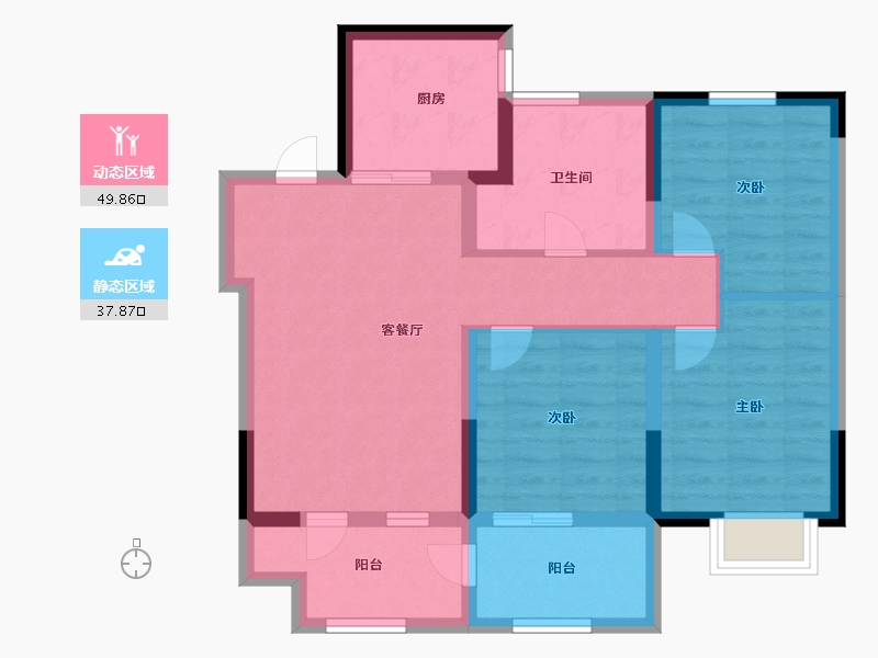 河北省-石家庄市-旭辉滨河江来（原旭辉公元）-77.60-户型库-动静分区