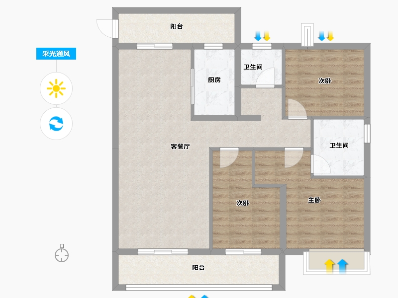 湖北省-宜昌市-联投玖玺台-97.48-户型库-采光通风