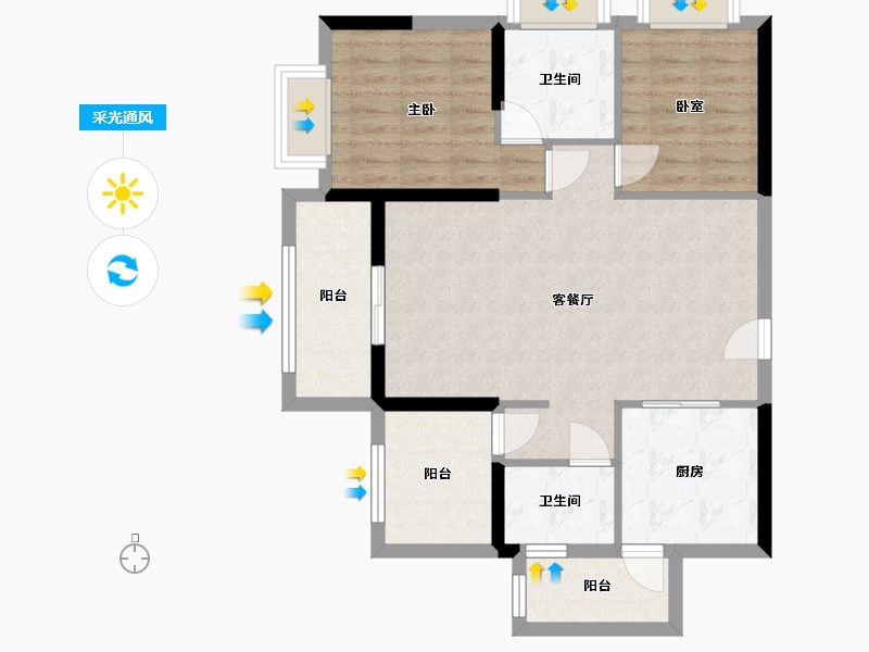 广东省-云浮市-御龙山水-96.00-户型库-采光通风