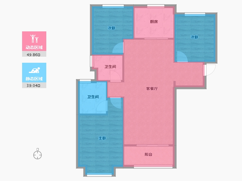 陕西省-咸阳市-万科金域华府-85.50-户型库-动静分区