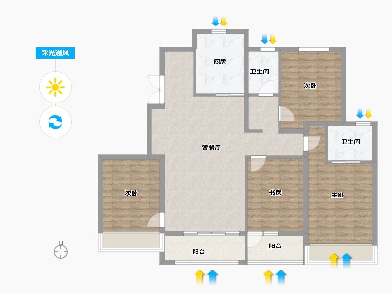 河北省-石家庄市-旭辉滨河江来（原旭辉公元）-114.40-户型库-采光通风