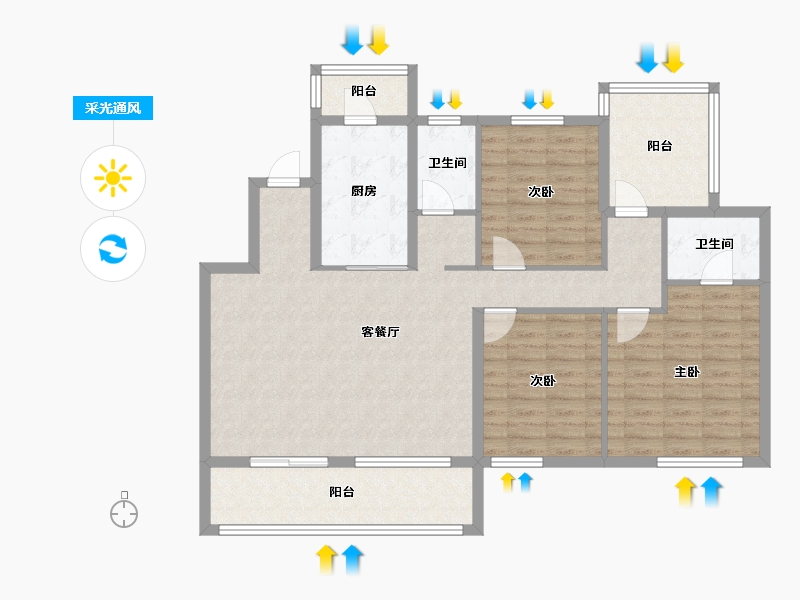 湖北省-宜昌市-联投玖玺台-108.00-户型库-采光通风