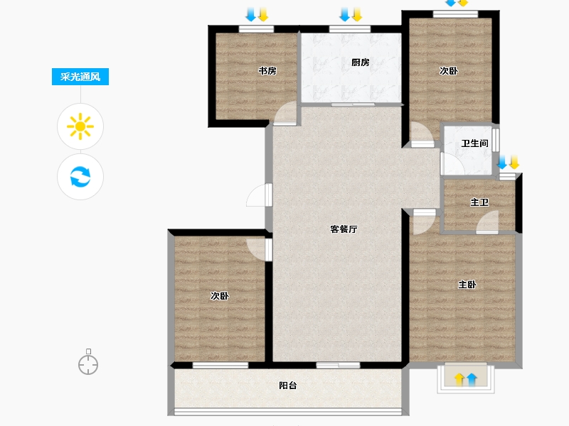 山东省-泰安市-安居·西湖春晓-118.40-户型库-采光通风