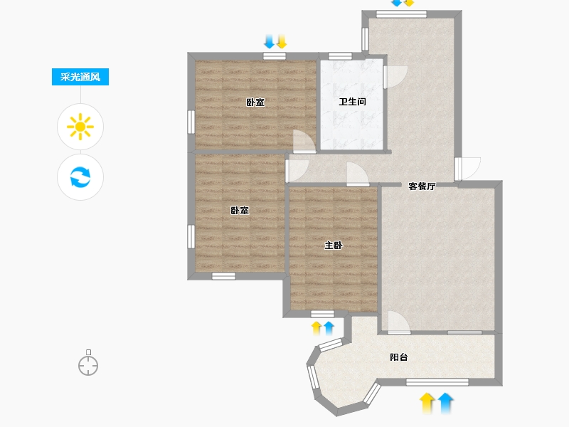 广东省-广州市-禺华园-96.00-户型库-采光通风