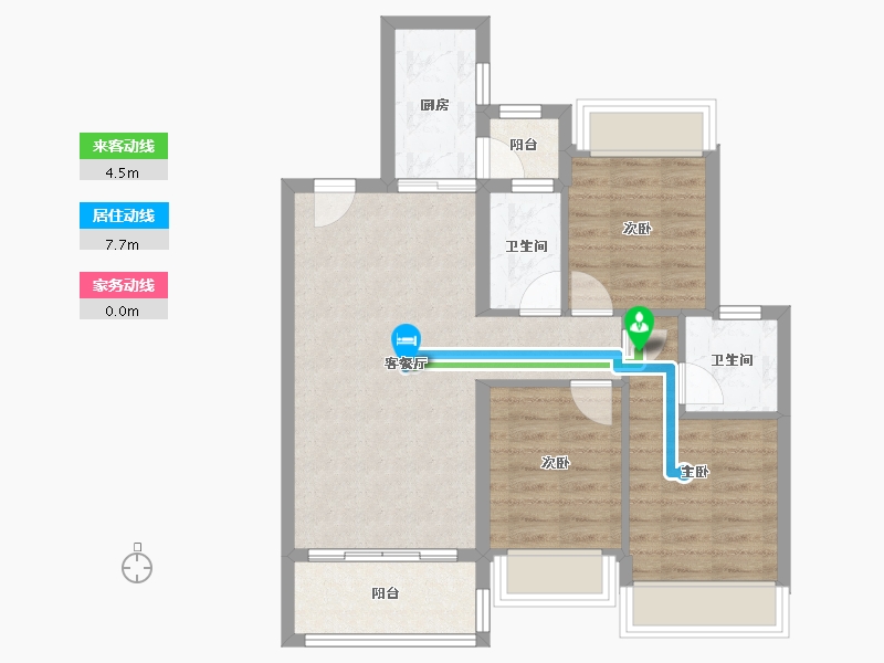 广东省-佛山市-广佛新世界花园洋房-71.25-户型库-动静线