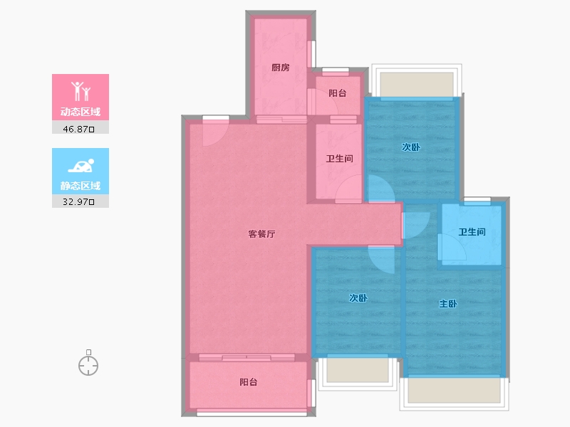 广东省-佛山市-广佛新世界花园洋房-71.25-户型库-动静分区