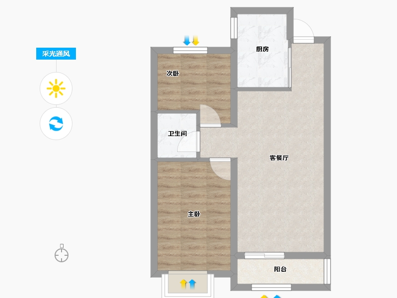 山西省-临汾市-未来城-73.00-户型库-采光通风