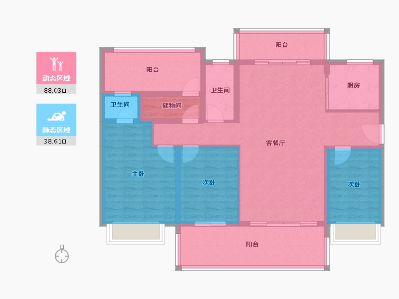 广东省-揭阳市-龙光御锦阳光花园-113.40-户型库-动静分区