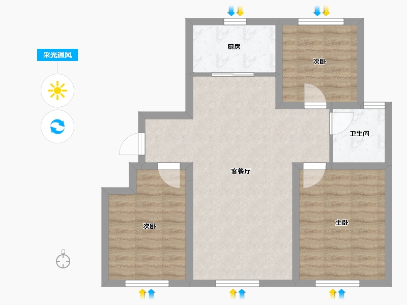 河北省-石家庄市-保利·锦上-69.55-户型库-采光通风