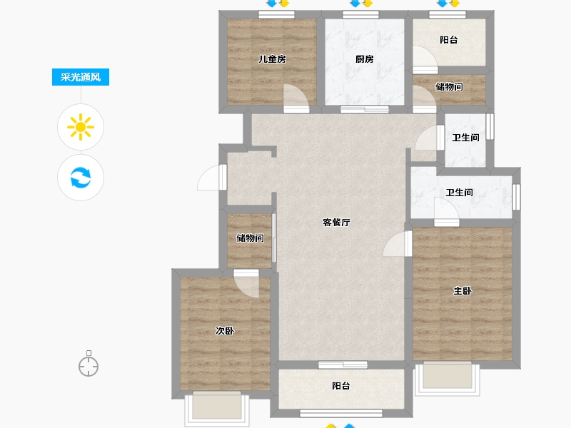 山东省-青岛市-昆仑樾-99.00-户型库-采光通风