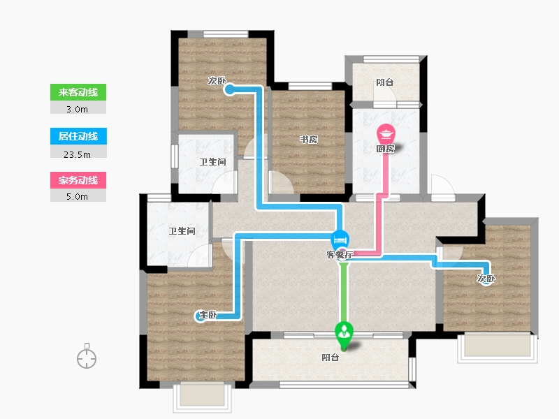 江苏省-镇江市-中南·上悦诗苑-105.05-户型库-动静线