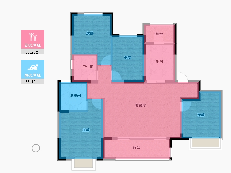 江苏省-镇江市-中南·上悦诗苑-105.05-户型库-动静分区