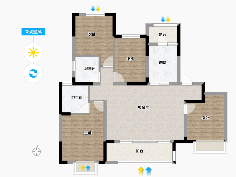 江苏省-镇江市-中南·上悦诗苑-105.05-户型库-采光通风